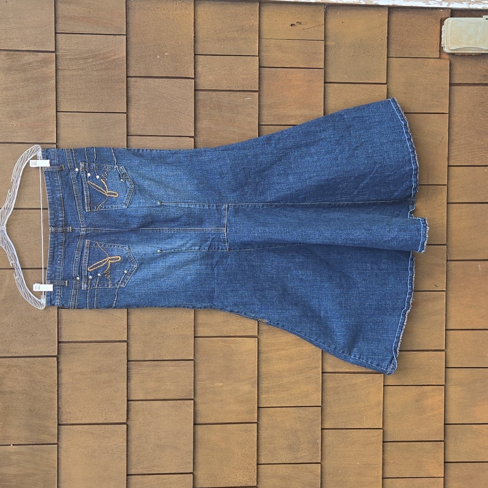 Vintage Bisou Bisou Mermaid Cut Jean Skirt Full Length Size 10 - Picture 4 of 6